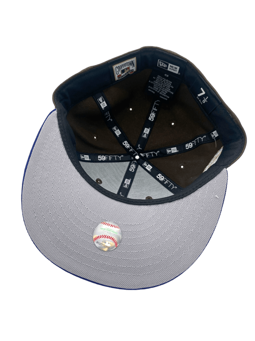 New Era Fitted Hat Minnesota Twins New Era Brown/Blue Custom TC Script Side Patch 59FIFTY Fitted Hat - Men's