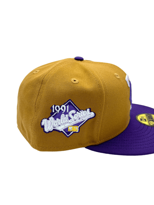 New Era Fitted Hat Minnesota Twins New Era Brown/Purple The Cause Custom Side Patch 59FIFTY Fitted Hat - Men's