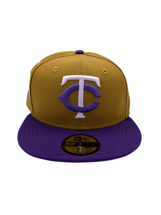 New Era Fitted Hat Minnesota Twins New Era Brown/Purple The Cause Custom Side Patch 59FIFTY Fitted Hat - Men's