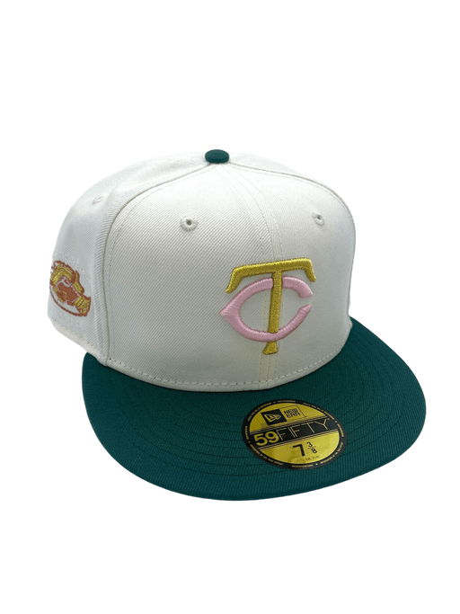 New Era Fitted Hat Minnesota Twins New Era Chrome/Green Pinky Custom 59FIFTY Fitted Hat - Men's