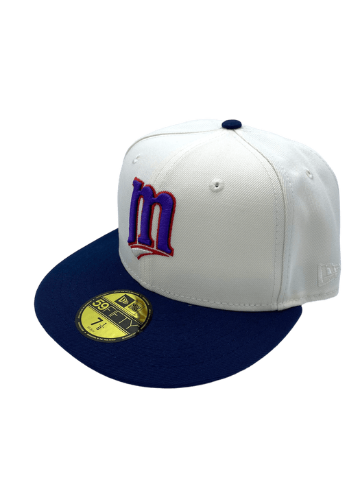 New Era Fitted Hat Minnesota Twins New Era Chrome Historic Purple M Custom Side Patch 59FIFTY Fitted Hat - Men's