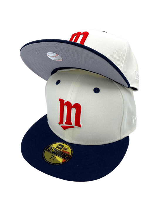 New Era Fitted Hat Minnesota Twins New Era Chrome/Navy M Custom Side Patch 59FIFTY Fitted Hat
