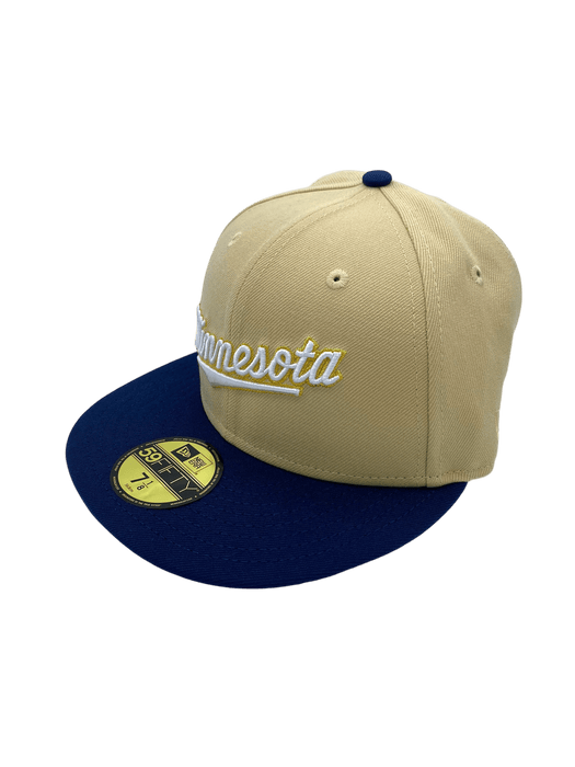 New Era Fitted Hat Minnesota Twins New Era Gold/Navy Golden Gem Custom Side Patch 59FIFTY Fitted Hat - Men's