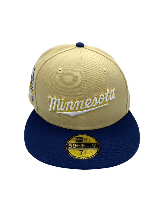 New Era Fitted Hat Minnesota Twins New Era Gold/Navy Golden Gem Custom Side Patch 59FIFTY Fitted Hat - Men's