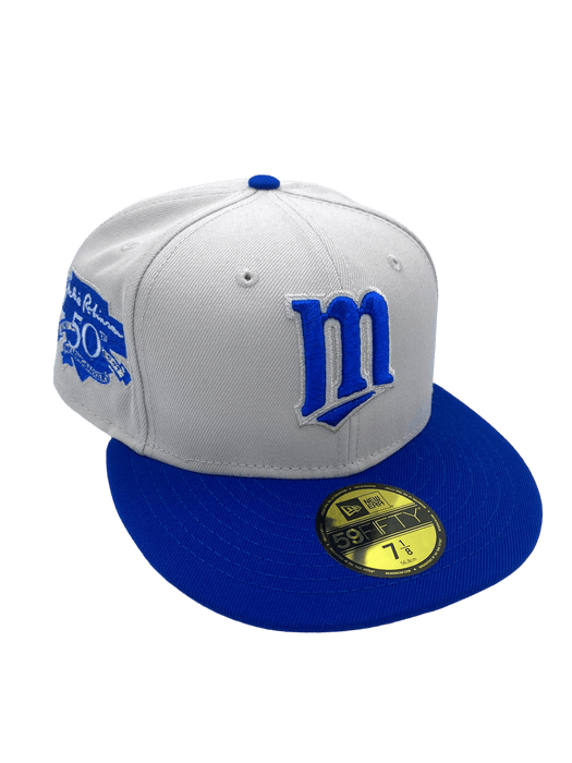 New Era Fitted Hat Minnesota Twins New Era Gray/Blue Mr. 42 Custom Side Patch 59FIFTY Fitted Hat