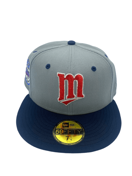 New Era Fitted Hat Minnesota Twins New Era Gray/Navy Custom Side Patch 59FIFTY Fitted Hat - Men's