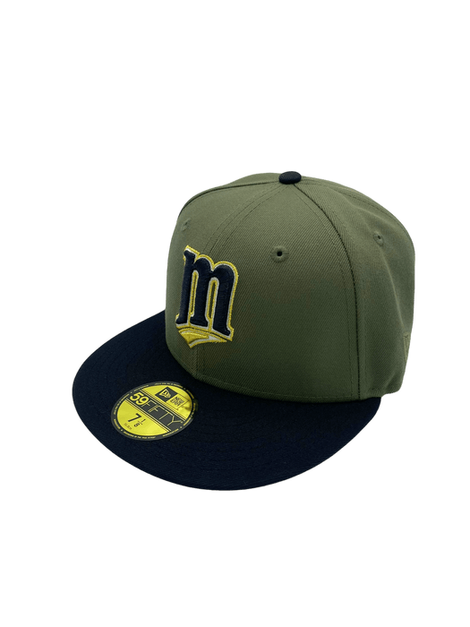 New Era Fitted Hat Minnesota Twins New Era Green Military Bomba Custom Side Patch 59FIFTY Fitted Hat - Men's