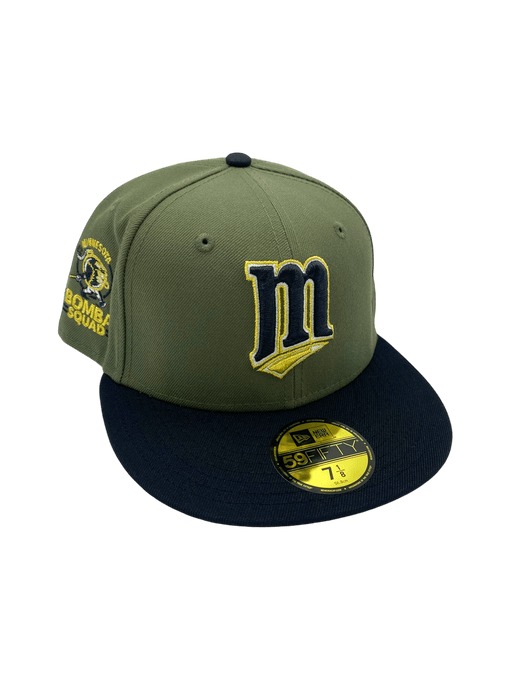 New Era Fitted Hat Minnesota Twins New Era Green Military Bomba Custom Side Patch 59FIFTY Fitted Hat - Men's