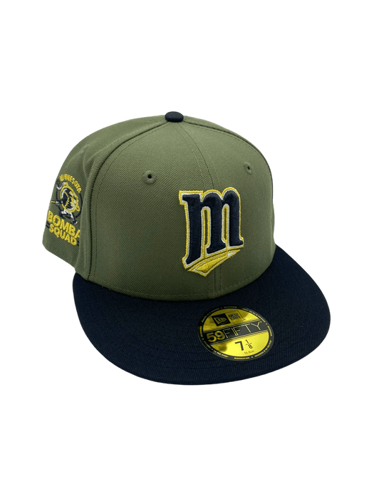 New Era Fitted Hat Minnesota Twins New Era Green Military Bomba Custom Side Patch 59FIFTY Fitted Hat - Men's