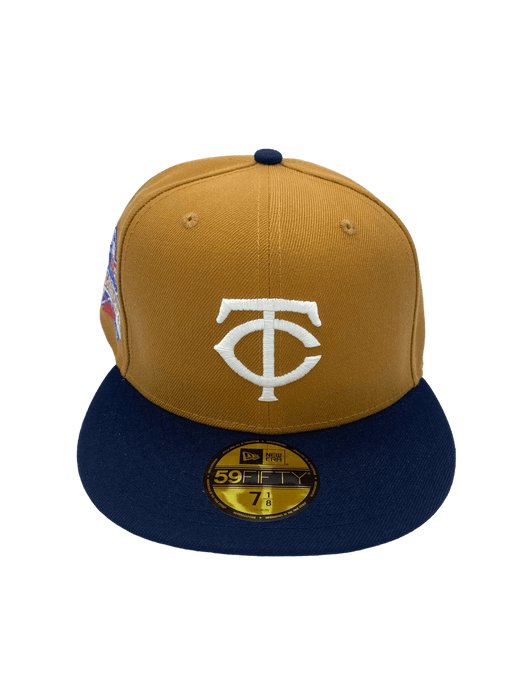 Minnesota Twins New Era Khaki/Navy Custom Side Patch 59FIFTY Fitted Hat - Men's