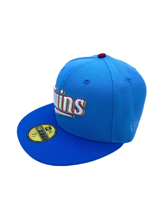 New Era Fitted Hat Minnesota Twins New Era Light Blue/Blue Custom Side Patch 59FIFTY Fitted Hat - Men's