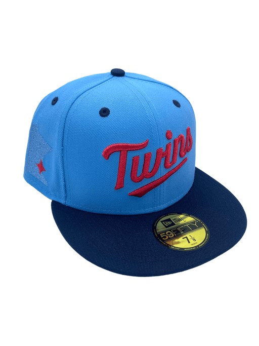 New Era Fitted Hat Minnesota Twins New Era Light Blue/Navy 'Sneaky 2 Tone' Custom Side Patch 59FIFTY Fitted Hat - Men's