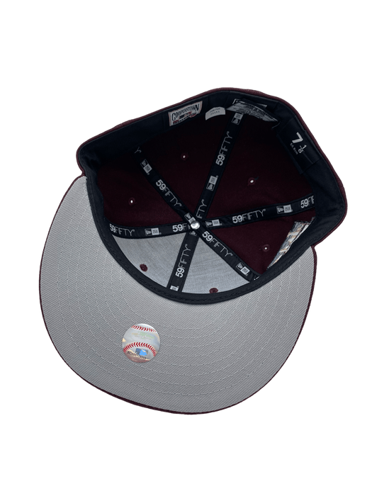 New Era Fitted Hat Minnesota Twins New Era Maroon Shoe Pack Custom Side Patch 59FIFTY Fitted Hat