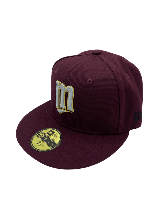 New Era Fitted Hat Minnesota Twins New Era Maroon Show Pack Custom Side Patch 59FIFTY Fitted Hat