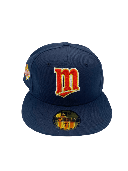 New Era Fitted Hat Minnesota Twins New Era Navy Classic 87 Custom Side Patch 59FIFTY Fitted Hat - Men's