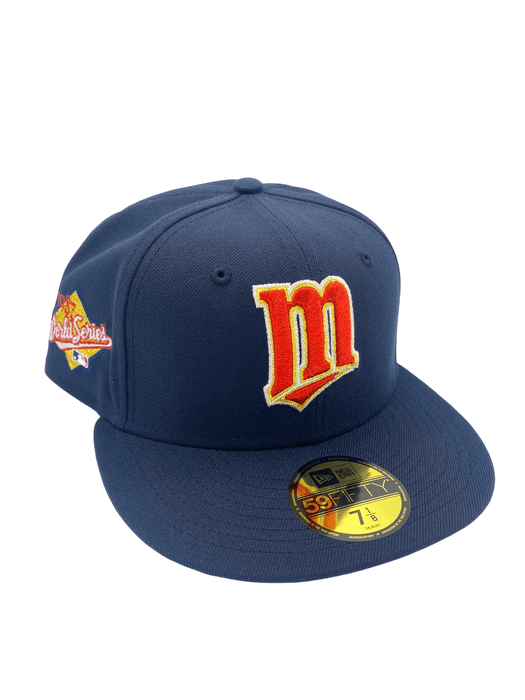 New Era Fitted Hat Minnesota Twins New Era Navy Classic 87 Custom Side Patch 59FIFTY Fitted Hat - Men's