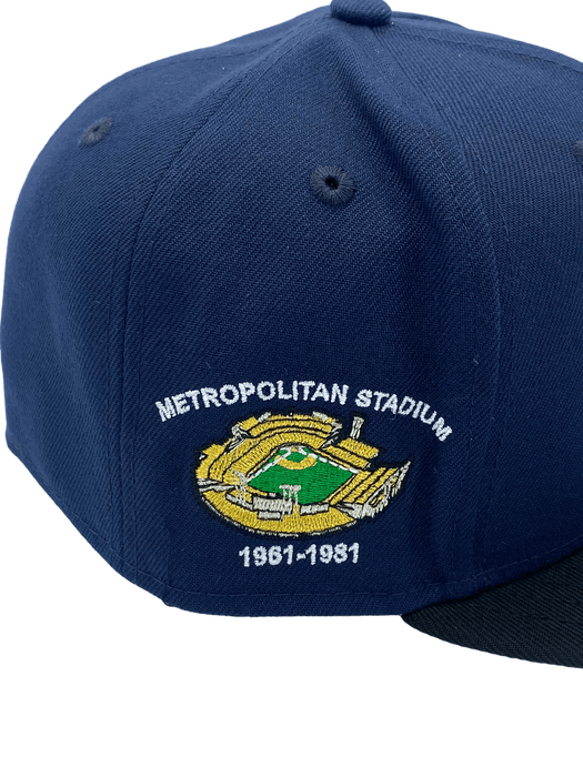 New Era Fitted Hat Minnesota Twins New Era Navy Custom Met Stadium Side Patch 59FIFTY Fitted Hat - Men's