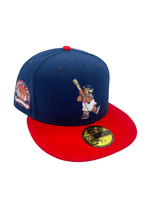 New Era Fitted Hat Minnesota Twins New Era Navy/Red TC Bear Custom Side Patch 59FIFTY Fitted Hat - Men's