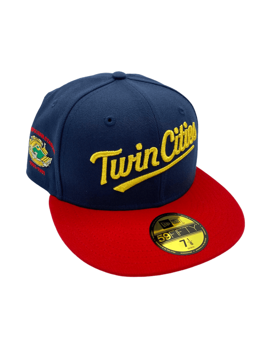 New Era Fitted Hat Minnesota Twins New Era Navy/Red TOW Custom Side Patch 59FIFTY Fitted Hat - Men's