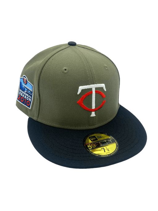 New Era Fitted Hat Minnesota Twins New Era Olive/Black Martini Custom Side Patch 59FIFTY Fitted Hat - Men's