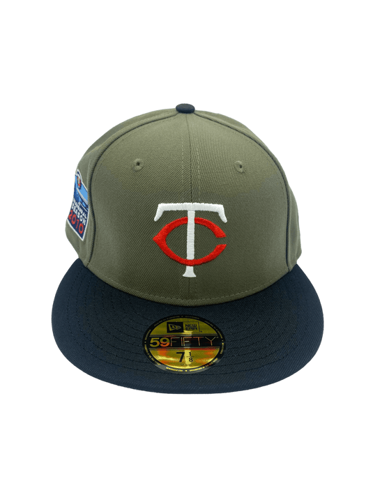 New Era Fitted Hat Minnesota Twins New Era Olive/Black Martini Custom Side Patch 59FIFTY Fitted Hat - Men's