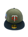 New Era Fitted Hat Minnesota Twins New Era Olive/Black Martini Custom Side Patch 59FIFTY Fitted Hat - Men's