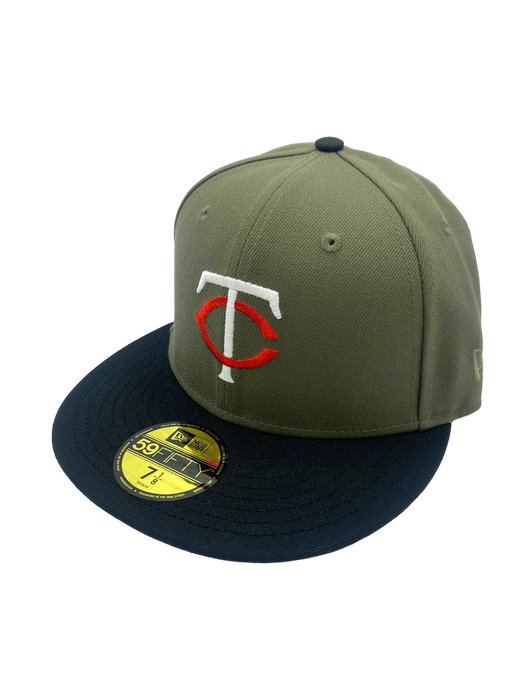 New Era Fitted Hat Minnesota Twins New Era Olive/Black Martini Custom Side Patch 59FIFTY Fitted Hat - Men's