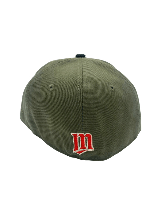 New Era Fitted Hat Minnesota Twins New Era Olive/Black Martini Custom Side Patch 59FIFTY Fitted Hat - Men's