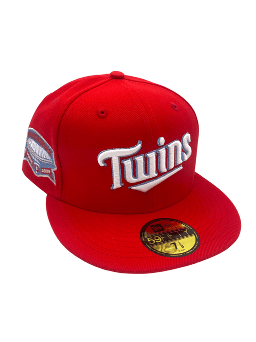 New Era Fitted Hat Minnesota Twins New Era Red Icy Custom Side Patch 59FIFTY Fitted Hat - Men's