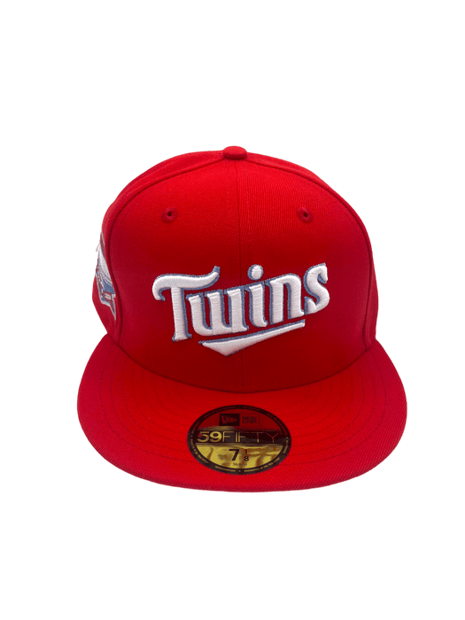 New Era Fitted Hat Minnesota Twins New Era Red Icy Custom Side Patch 59FIFTY Fitted Hat - Men's