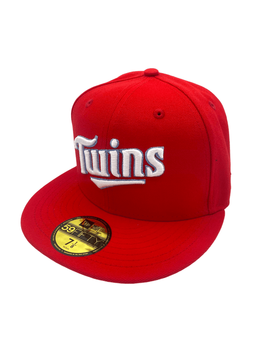 New Era Fitted Hat Minnesota Twins New Era Red Icy Custom Side Patch 59FIFTY Fitted Hat - Men's