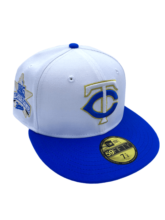 New Era Fitted Hat Minnesota Twins New Era White/Blue Custom VP2 Side Patch 59FIFTY Fitted Hat