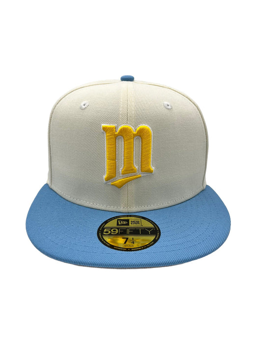 Minnesota Twins New Era White with Gold M Custom Side Patch 59FIFTY Fitted Hat