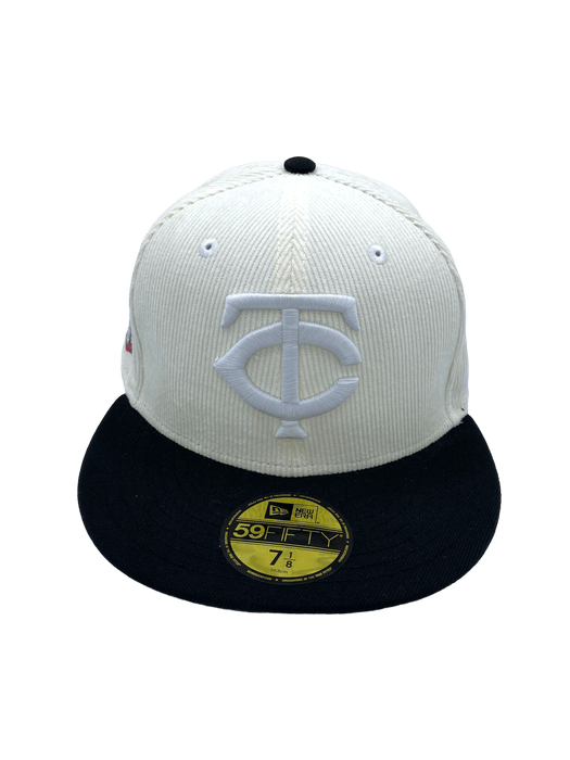 New Era Fitted Hat Minnesota Twins New Era White Glowing Corduroy Custom Side Patch 59FIFTY Fitted Hat - Men's