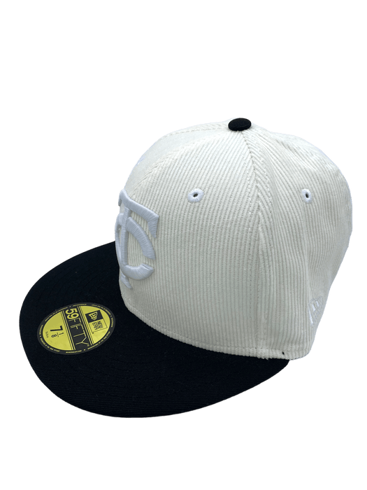 New Era Fitted Hat Minnesota Twins New Era White Glowing Corduroy Custom Side Patch 59FIFTY Fitted Hat - Men's