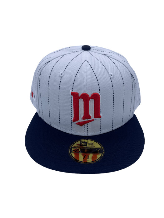 Minnesota Twins New Era White Pinstripe Custom Side Patch 59FIFTY Fitted Hat, 7 7/8 / White