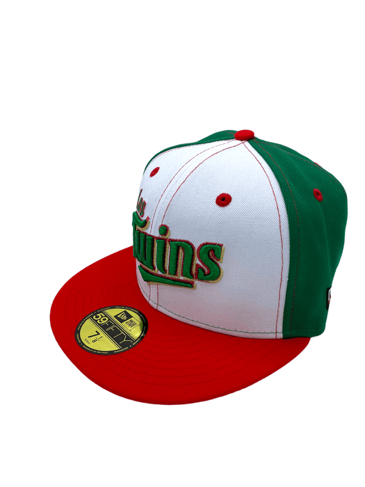 New Era Fitted Hat Minnesota Twins New Era White/Red Los Twins Custom Side Patch 59FIFTY Fitted Hat - Men's