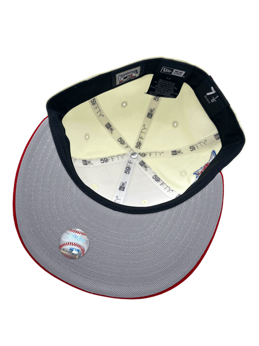 New Era Fitted Hat Minnesota Twins New Era White/Red Post It Note Custom Side Patch 59FIFTY Fitted Hat - Men's