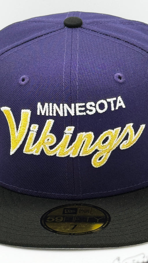 New Era Fitted Hat Minnesota Vikings 2000 Pro Bowl Vintage Script Custom 59FIFTY Fitted Hat