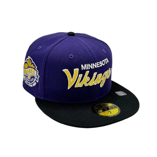 New Era Fitted Hat Minnesota Vikings 2000 Pro Bowl Vintage Script Custom 59FIFTY Fitted Hat