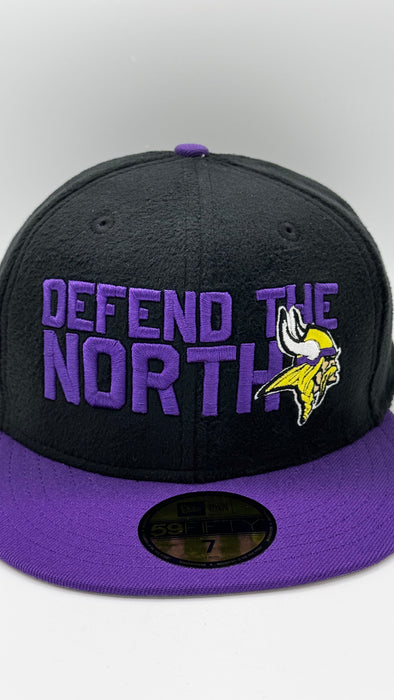 New Era Fitted Hat Minnesota Vikings Black DEFEND THE NORTH Custom 59FIFTY Fitted Hat