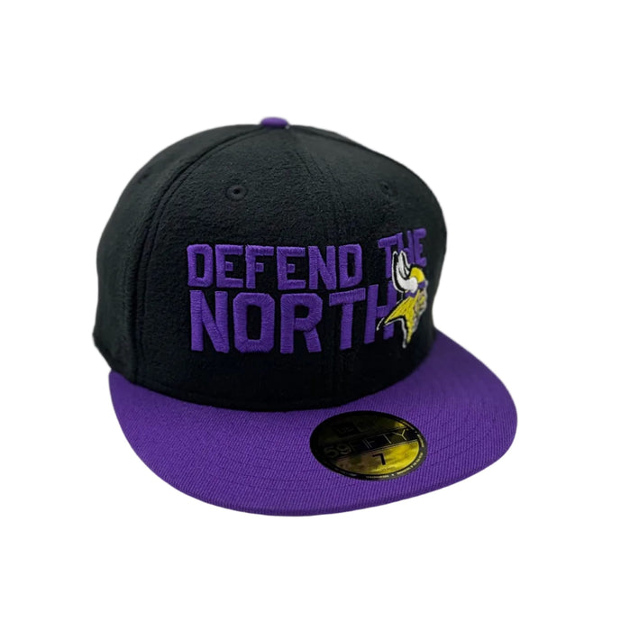New Era Fitted Hat Minnesota Vikings Black DEFEND THE NORTH Custom 59FIFTY Fitted Hat