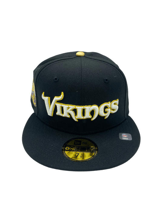 New Era Fitted Hat Minnesota Vikings New Era Black Custom Side Patch 59FIFTY Fitted Hat - Men's