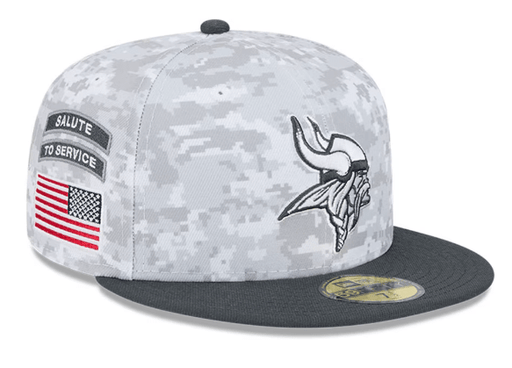 New Era Fitted Hat Minnesota Vikings New Era Camo 2024 Salute To Service 59FIFTY Fitted Hat