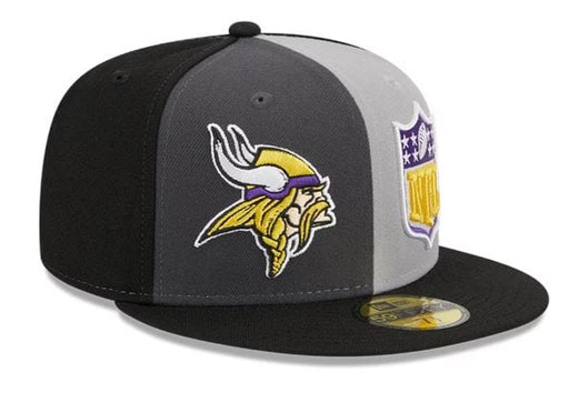 New Era Fitted Hat Minnesota Vikings New Era Gray/Black 2023 Sideline 59FIFTY Fitted Hat - Men's