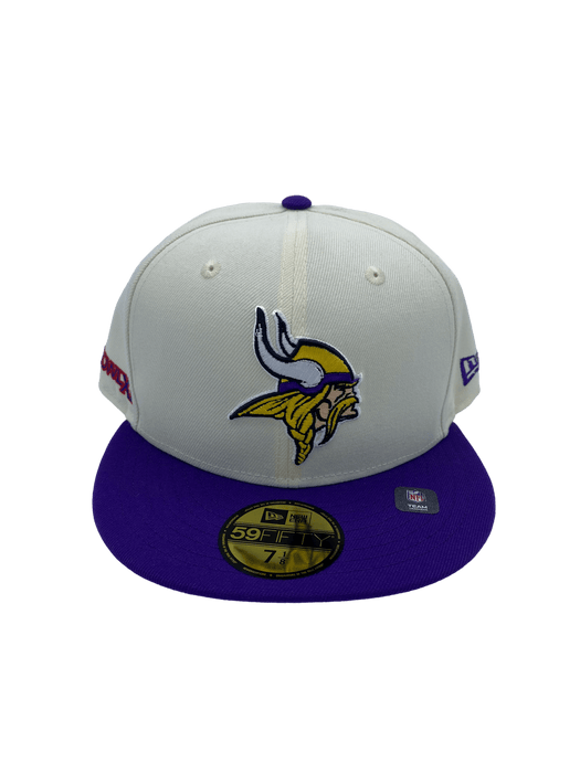 New Era Fitted Hat Minnesota Vikings New Era Off White Retro Side Patch 59FIFTY Fitted Hat