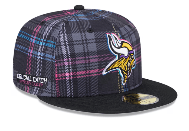 New Era Fitted Hat Minnesota Vikings New Era Plaid 2024 Crucial Catch 59FIFTY Fitted Hat - Men's