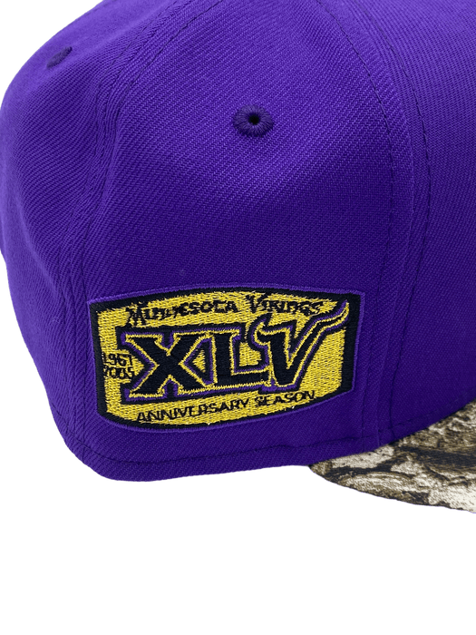 New Era Fitted Hat Minnesota Vikings New Era Purple/Real Tree Camo Custom Side Patch 59FIFTY Fitted Hat -Men's