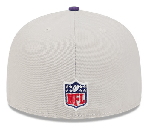 New Era Fitted Hat Minnesota Vikings New Era Stone/Purple 2024 Historic Sideline 59FIFTY Fitted Hat - Men's