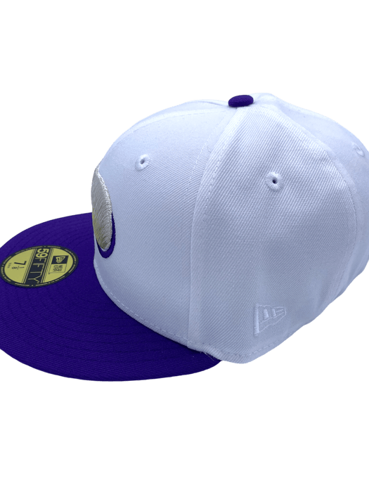 New Era Fitted Hat Minnesota Vikings New Era White/Purple Custom WW Side Patch 59FIFTY Fitted Hat - Men's